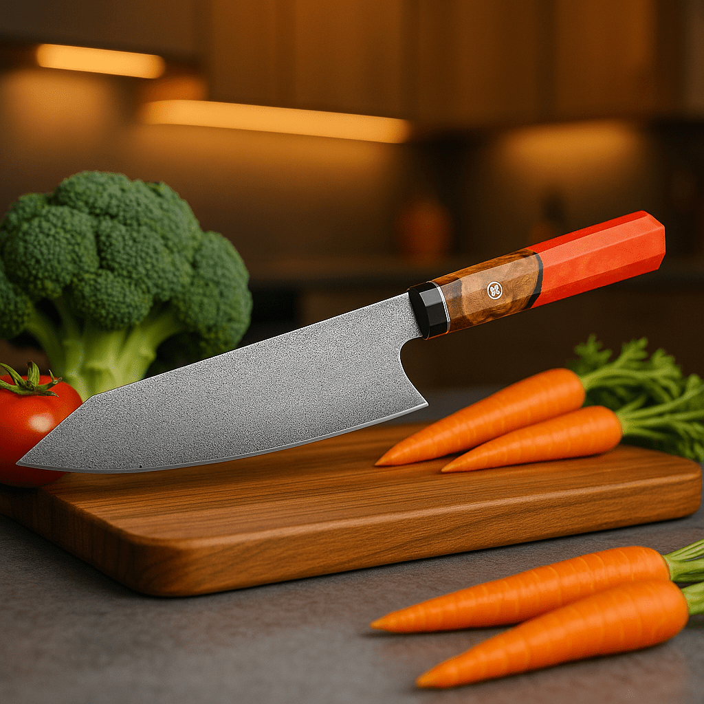 couteau de chef couleur rouge