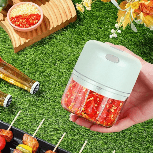 mini hachoir avec ingredients dedans