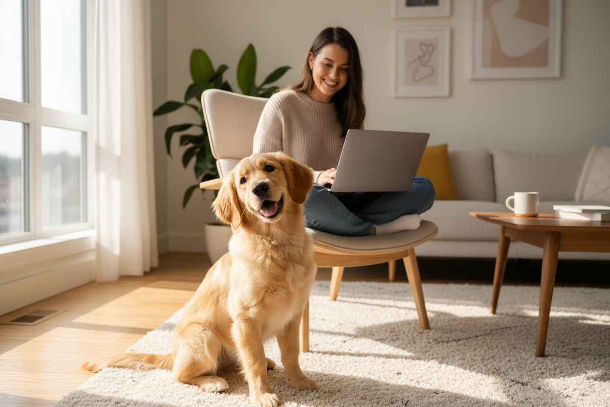 Chien avec son propriétaire