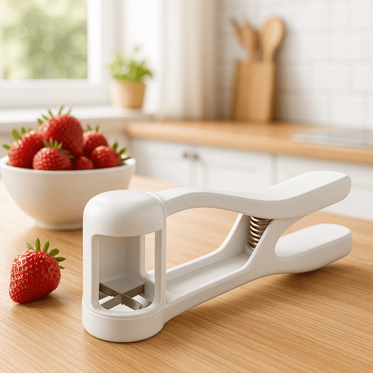 coupe légumes posé sur une table avec des fraises