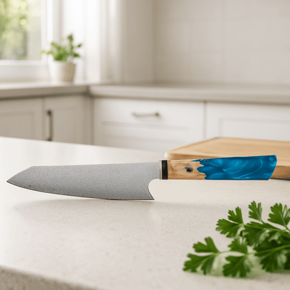couteau de chef couleur bleu clair
