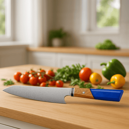 couteau de chef couleur bleu foncé