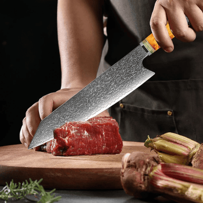 couteau de chef coupe de viande rouge