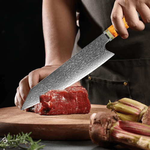 couteau de chef coupe de viande rouge