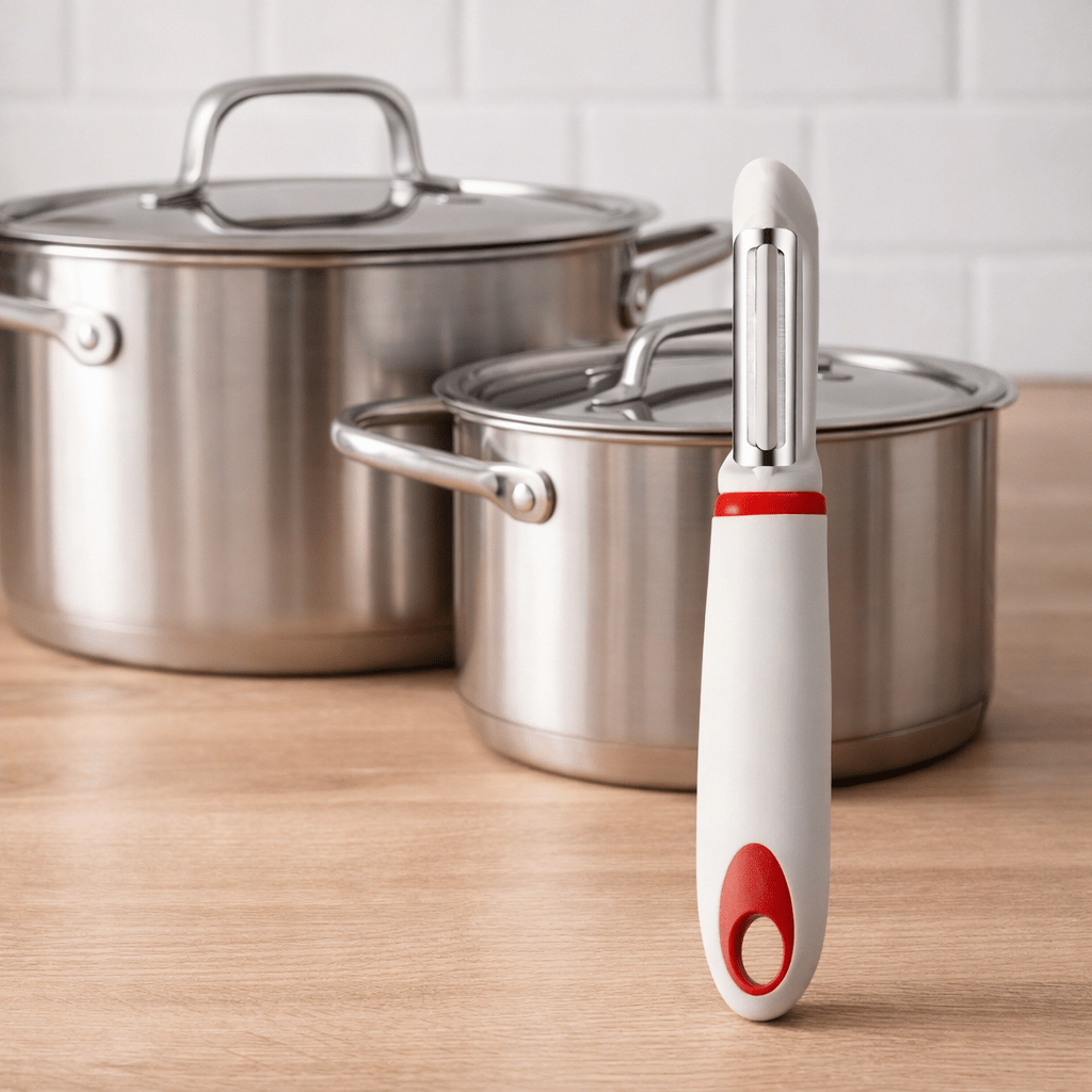 économe coloris blanc et rouge