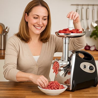 hachoir à viande électrique femme hachant viande