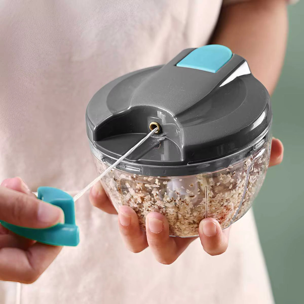 Hachoir manuel QuickCut gris et bleu