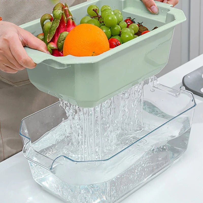 mandoline cuisine montrant qu'elle sert aussi de bac de lavage