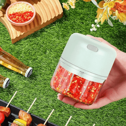 mini hachoir avec ingredients dedans
