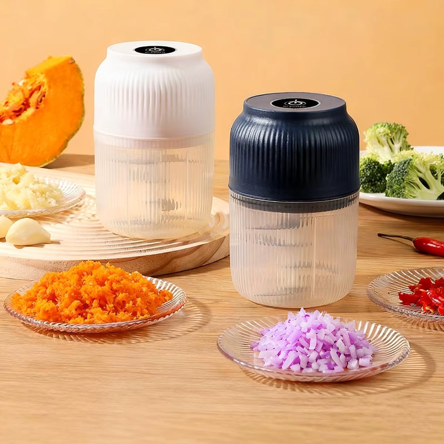 Mini hachoir électrique Voltix bleur et blanc
